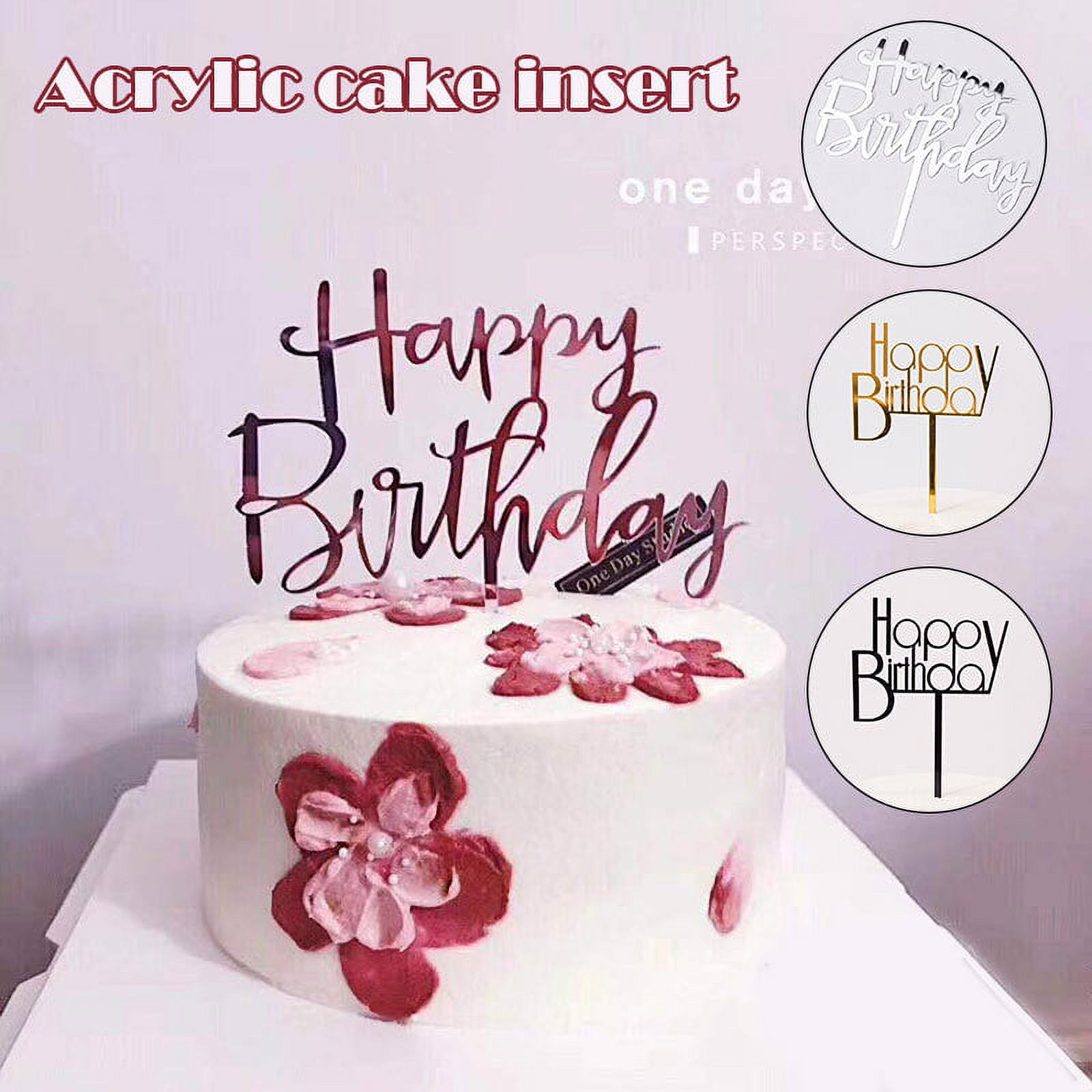 2pcs Happy Birthday Letters Cake Topper Card Acrylic Party Decor Supplies DIY Black C 2pcs